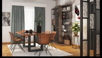 أفكار ديكور غرفة الطعام الصناعية الأنيقة